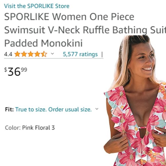 SPORLIKE One Piece V-Neck Ruffle Bathing Suit πΊ NEW WITH TAG! - Picture 13 of 13